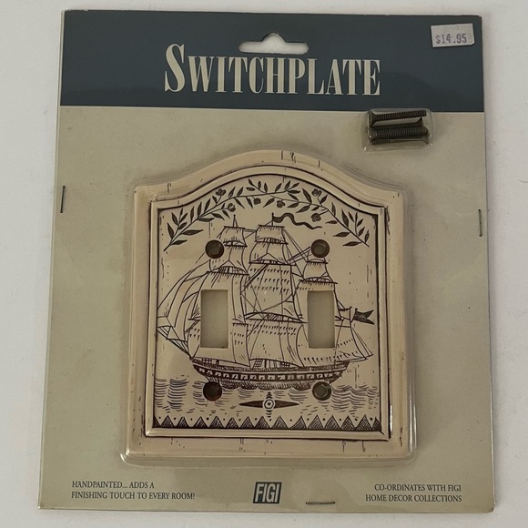 VINTAGE 1998 SEAFARER NAUTICAL DOUBLE SWITCHPLATE BY FIGI HOME DECOR COLLECTIONS - Picture 7 of 8